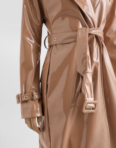 Trenchcoat Dolce & Gabbana Dolce & Gabbana Faux Leather Trench Coat Beige | F0W3WTFUSW7M0179, 3