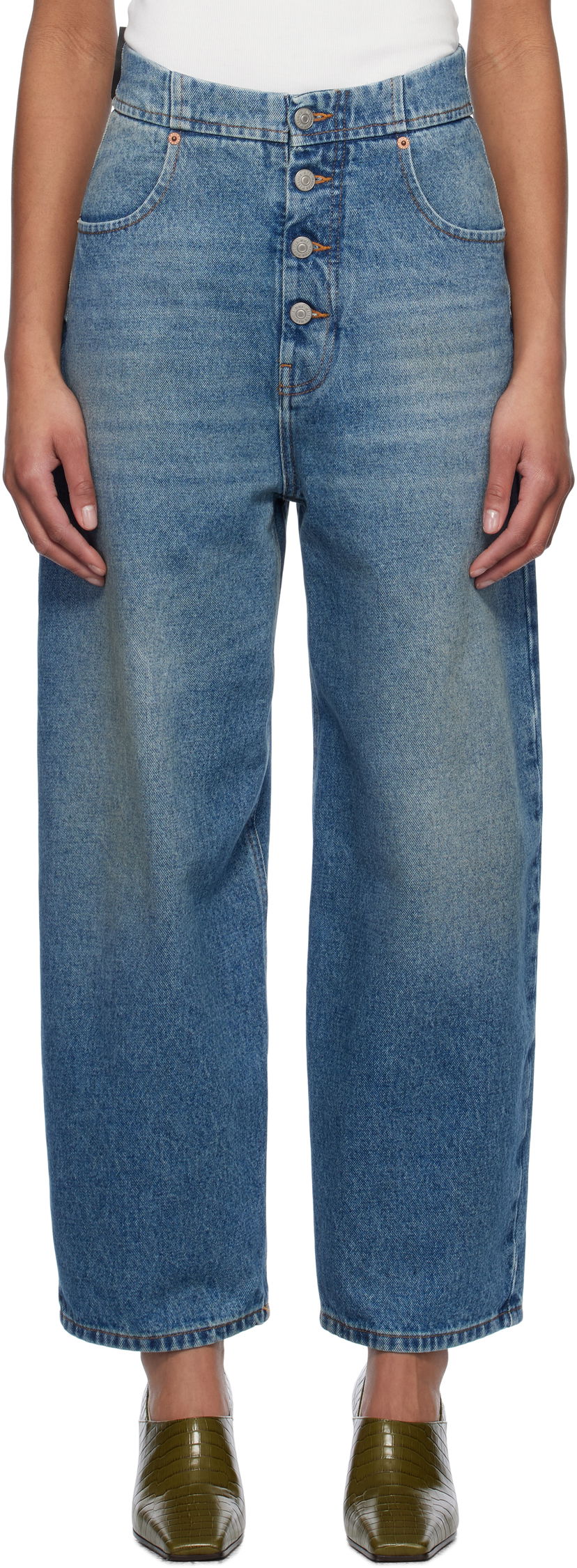 Jeans Maison Margiela MM6 Maison Margiela Button Jeans Blå | S52LA0235 M30018