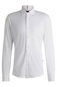 Slim Fit Melange Cotton Piqué Shirt