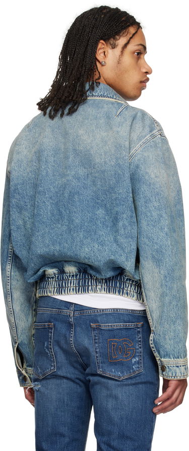 Bomberjakke Dolce & Gabbana Dolce&Gabbana Tag Denim Bomber Jacket Blå | G9BKNDG8ME5, 2
