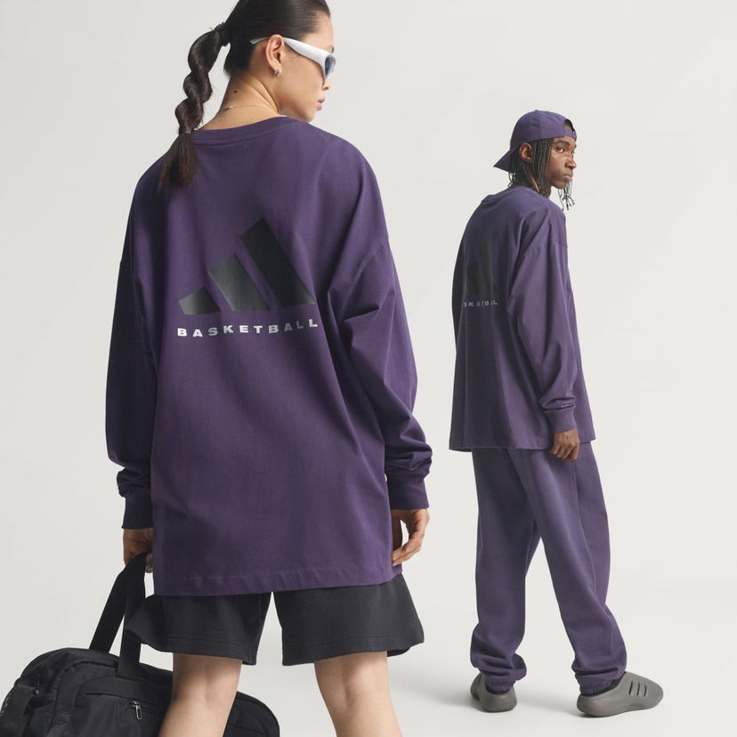 T-shirt adidas Performance Basketball Loose Fit Long Sleeve T-Shirt Lilla | JX5581