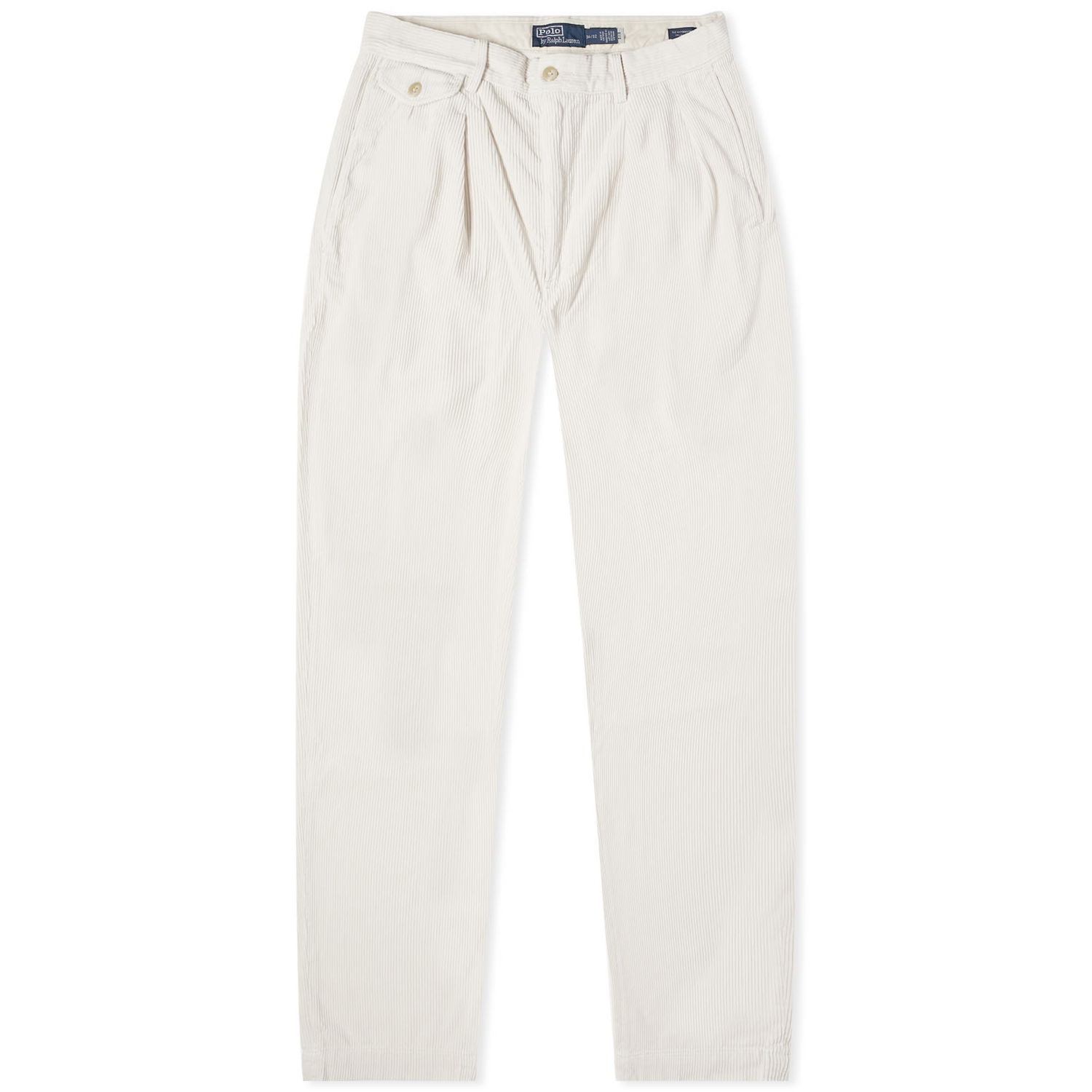 Bukser Polo by Ralph Lauren Corduroy Pleated Pant "Parchment Cream" Hvid | 710924112001, 0