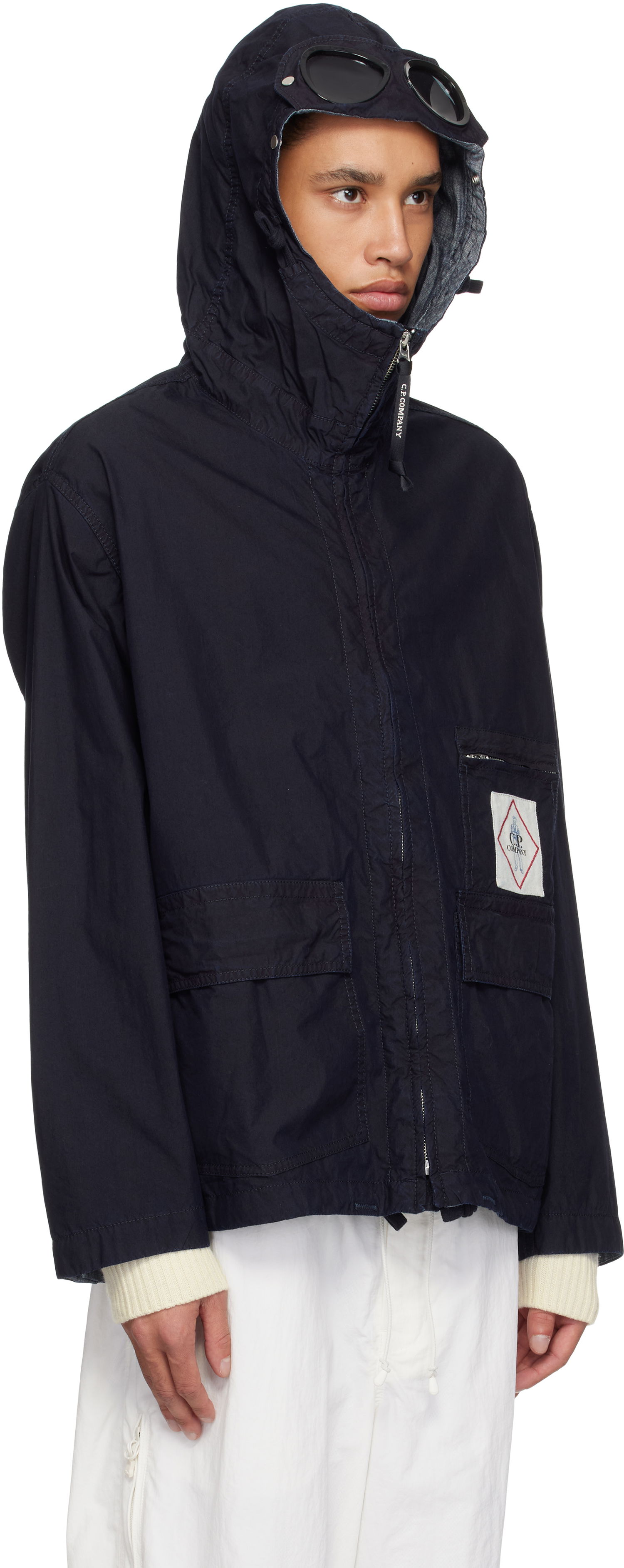Vindjakke C.P. Company C.P. Company 50 Fili Goggle Hooded Jacket Mørkeblå | 18CMOW154A-110288W, 1