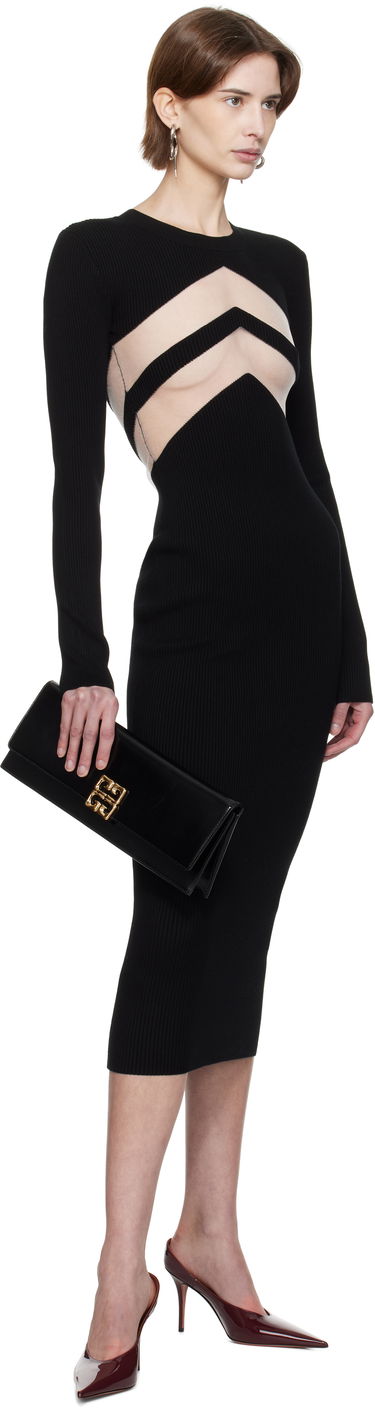 Kjole Jean Paul Gaultier Jean Paul Gaultier 'The Chevrons' Midi Dress Sort | 25/33-F-RO379-M085-00, 3