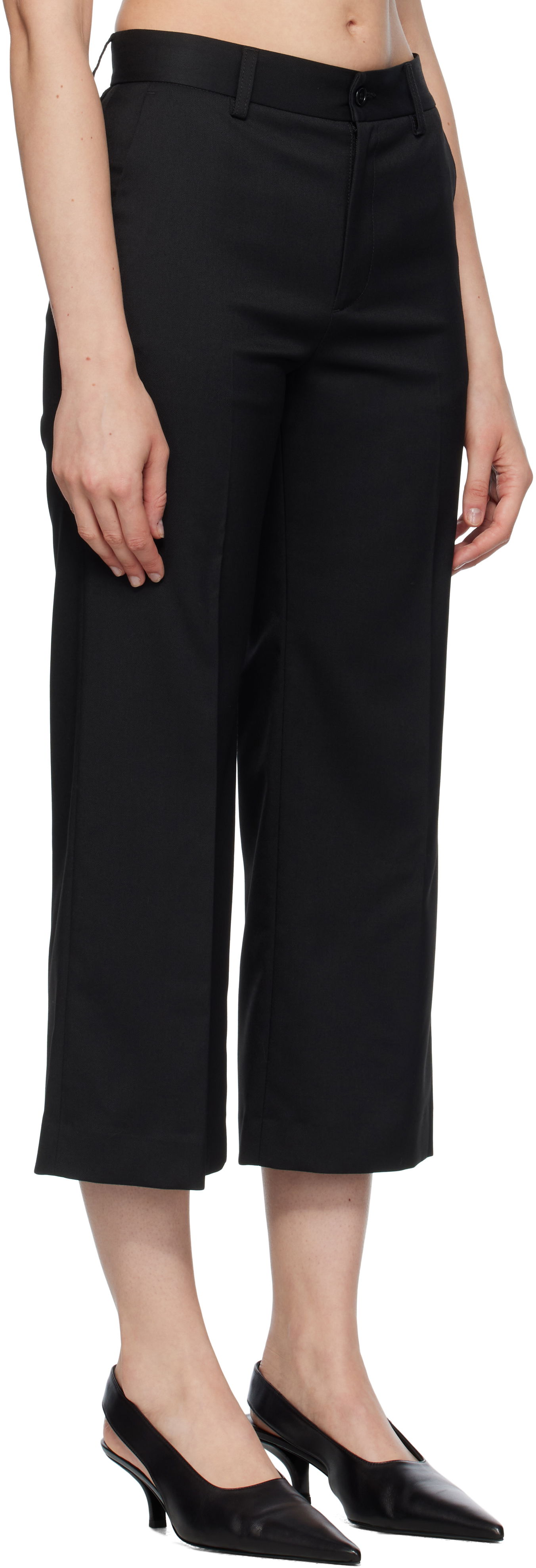 Bukser Maison Margiela MM6 Maison Margiela Tailoring Blend Cropped Trousers Sort | S52KA0535 M35227, 1