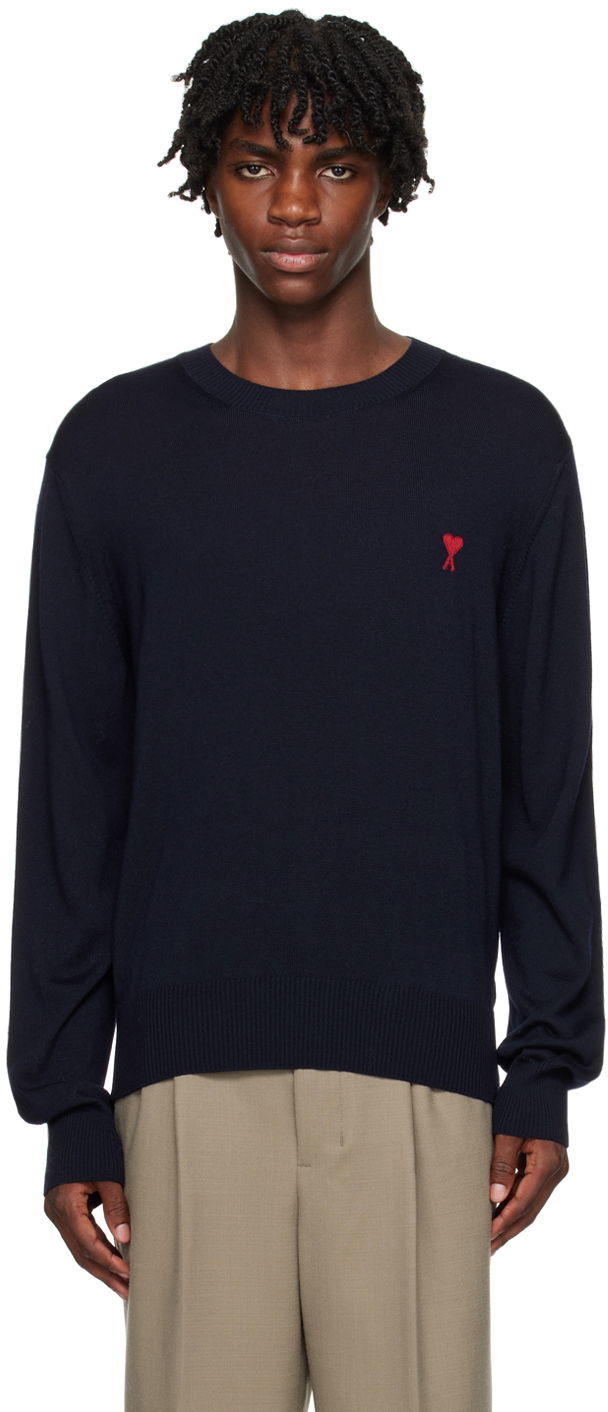 Sweater AMI Sweater Mørkeblå | HKS111.KN0025, 0