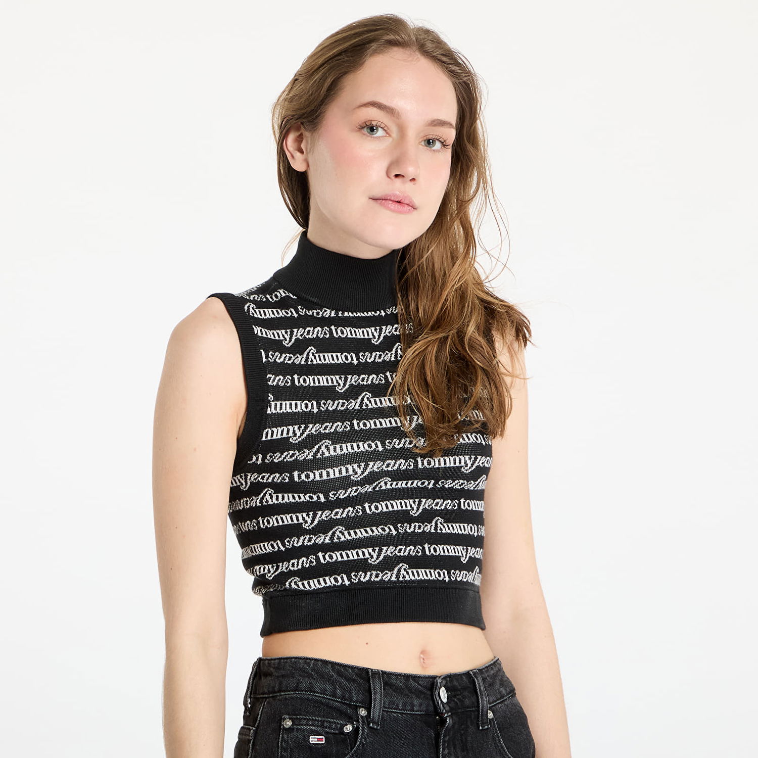 Tanktop Tommy Hilfiger Tommy Jeans Crop Script Vest Sort | DW0DW19346 0GM, 1