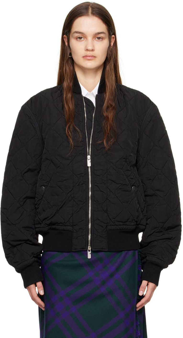 Bomberjakke Burberry Quilted Bomber Jacket Sort | 8083827