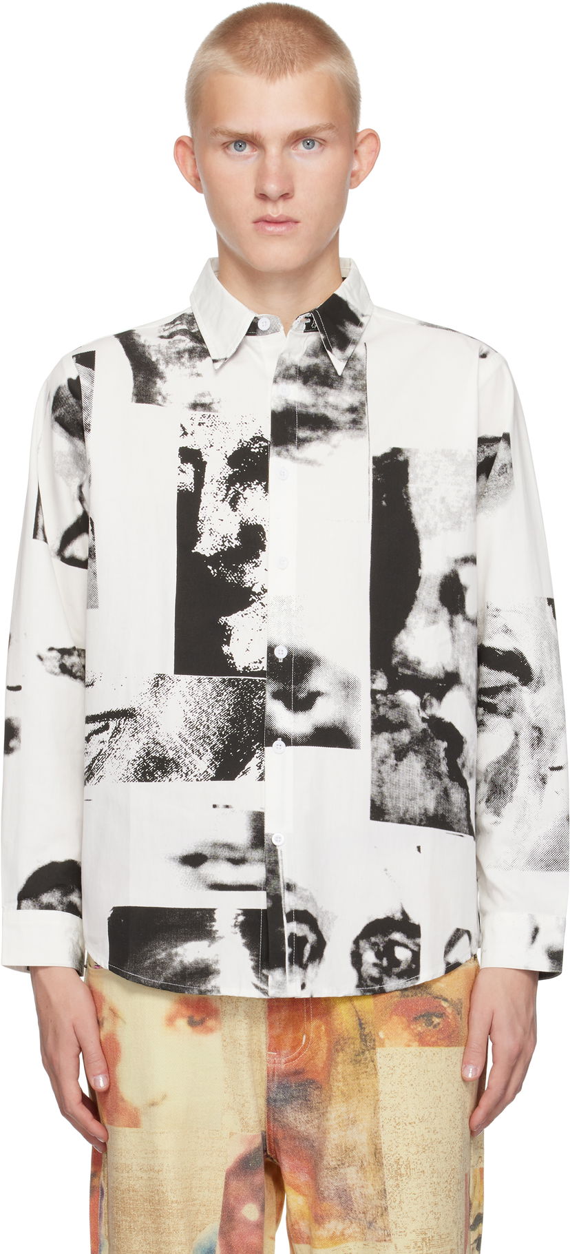 Skjorte KidSuper Collage Faces Shirt Hvid | AW24-LTP-14