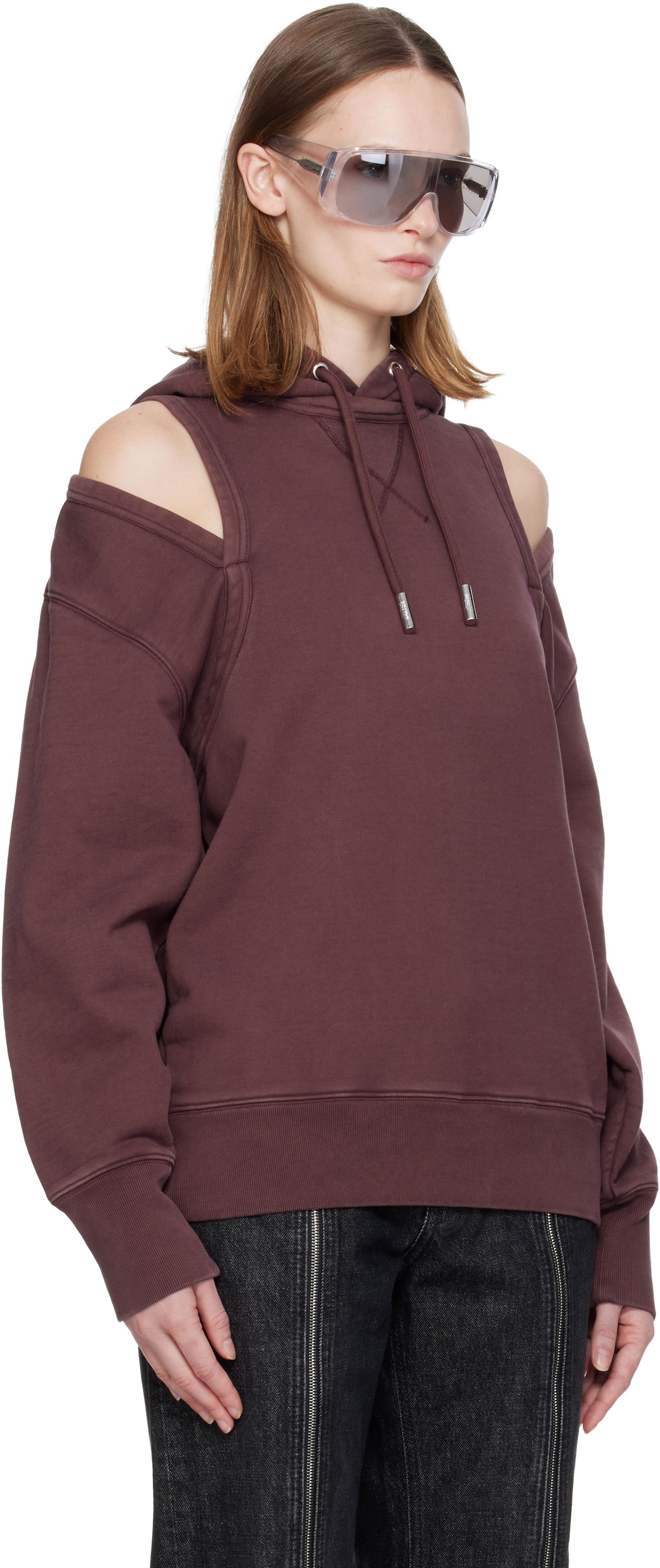 Sweatshirt Jean Paul Gaultier Jean Paul Gaultier Cut Out Hoodie Bourgogne | 25/04-W-TO361-J018-28, 1