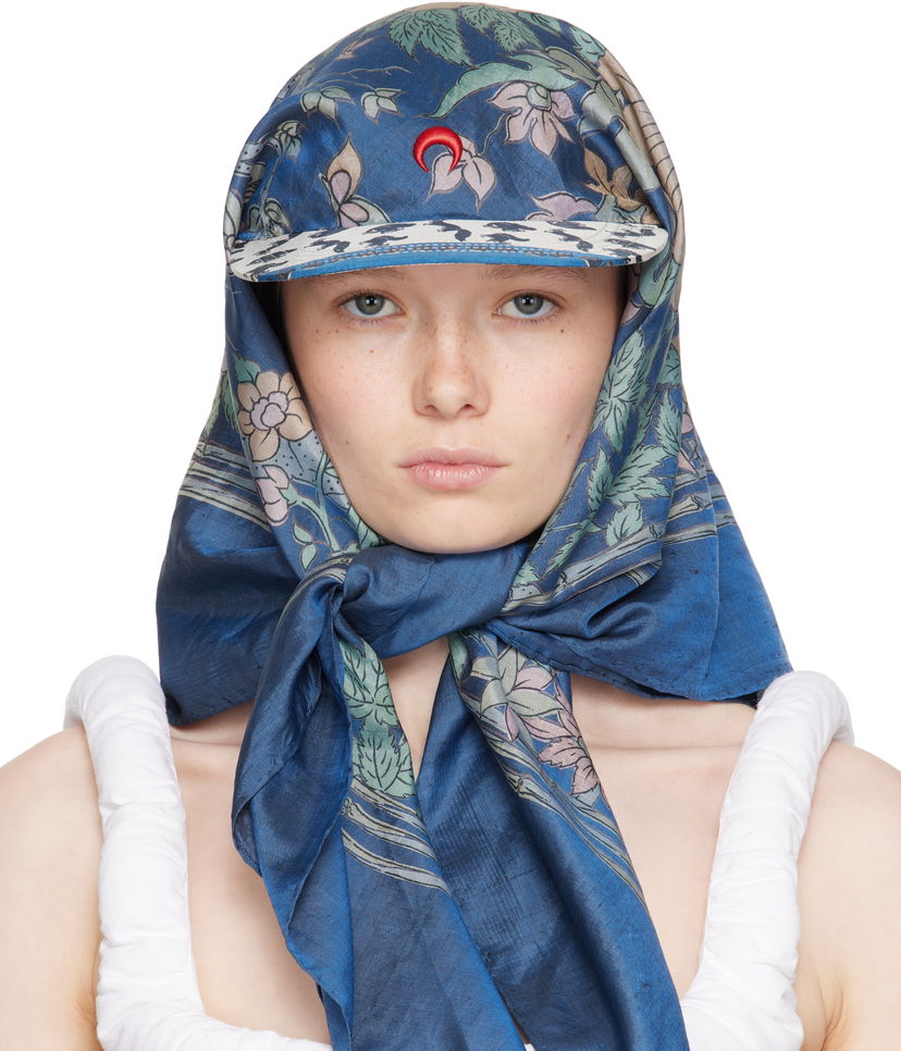 Tørklæde Marine Serre Marine Serre Regenerated Silk Scarves Veiled Cap Blå | UHG028A UWOV0028