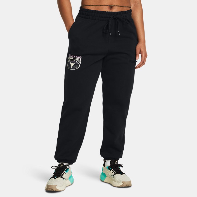 Bukser og jeans Under Armour Project Rock Heavyweight Hose aus French-Terry für Damen Schwarz / Violett Ace / Schwarz Sort | 1383305-001