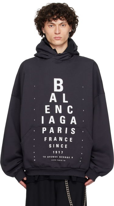 Sweatshirt Balenciaga Optical Large Fit Hoodie Sort | 803265TRVU7, 0