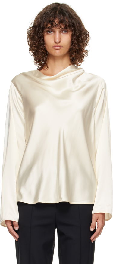 Skjorte Loulou de Saison Loulou de Saison Riddy Draped Satin Blouse Hvid | RIDDY, 0