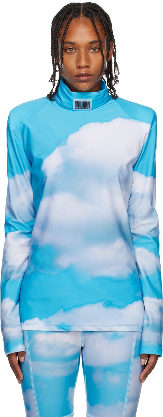Sweater VETEMENTS VTMNTS Turtleneck Clouds Print Blå | VL14TO300S