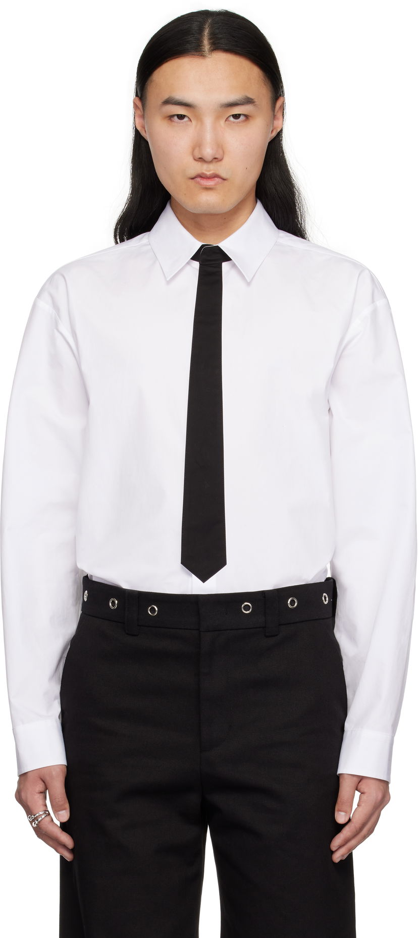 Skjorte We11done We11done Necktie Shirt Hvid | WD-SH0-25-158-M-WH