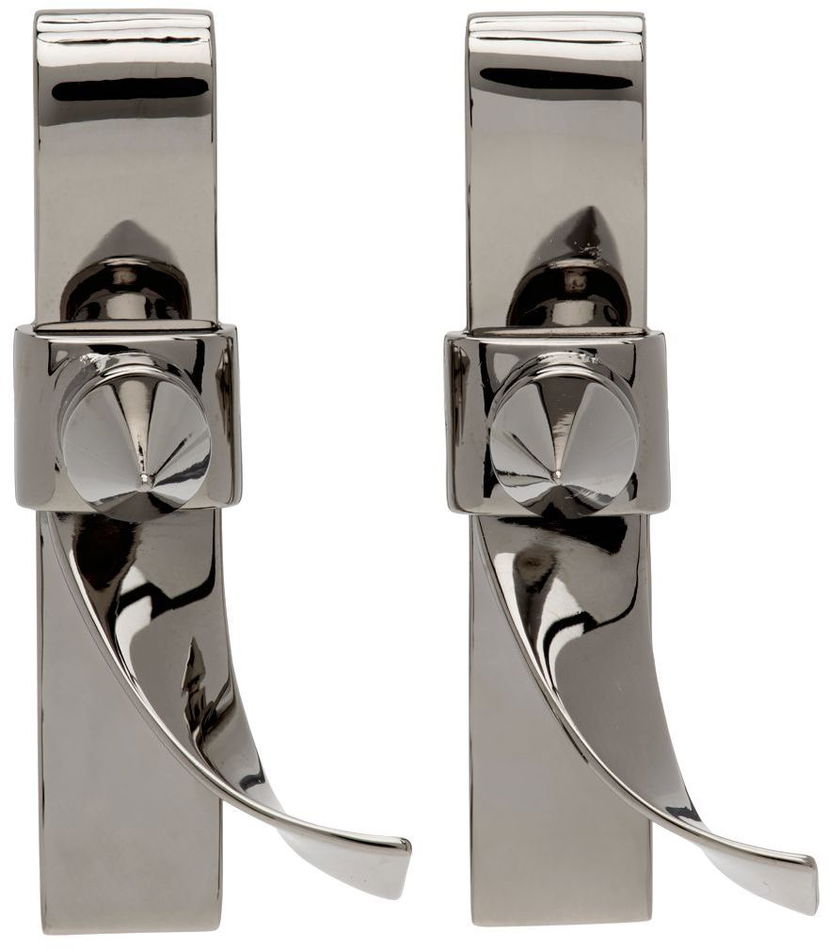 Øreringe We11done We11done Spike Ribbon Clip-On Earrings Metalisk | WD-AJ1-22-751-U-DG