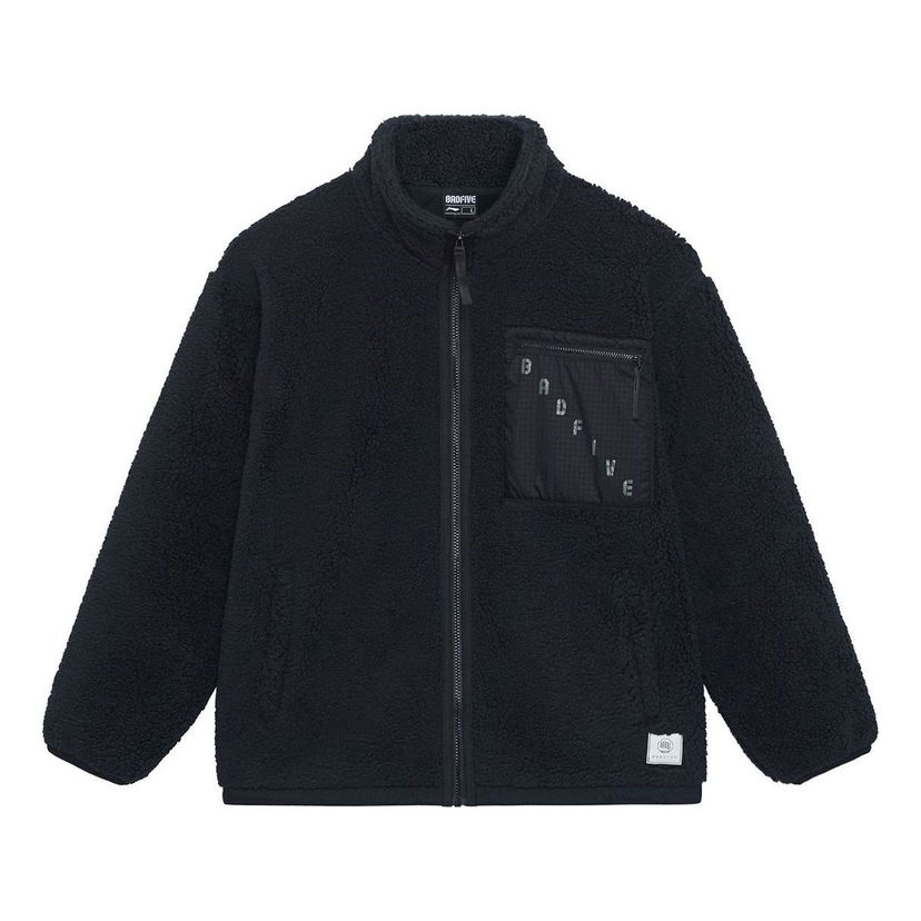 Jakke Li-Ning BadFive Pocket Fleece Jacket Sort | AFDSA67-4