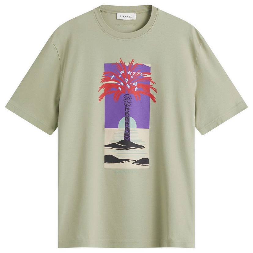 T-shirt LANVIN Lanvin Men's Palm Tree Print T-Shirt Grøn | RM-TS0115-J173-P25-025