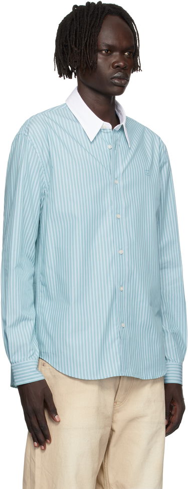 Skjorte Acne Studios Acne Studios Striped Button-Up Shirt Turkis | CB0114-, 1