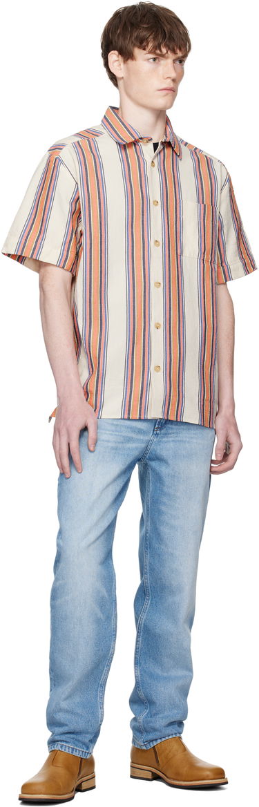 Skjorte A.P.C. A.P.C. Ross Striped Linen Short-Sleeve Button-Down Shirt Flerfarvet | COHIA-H12541, 3