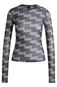 HUGO Stretch Mesh Logo-Print Top