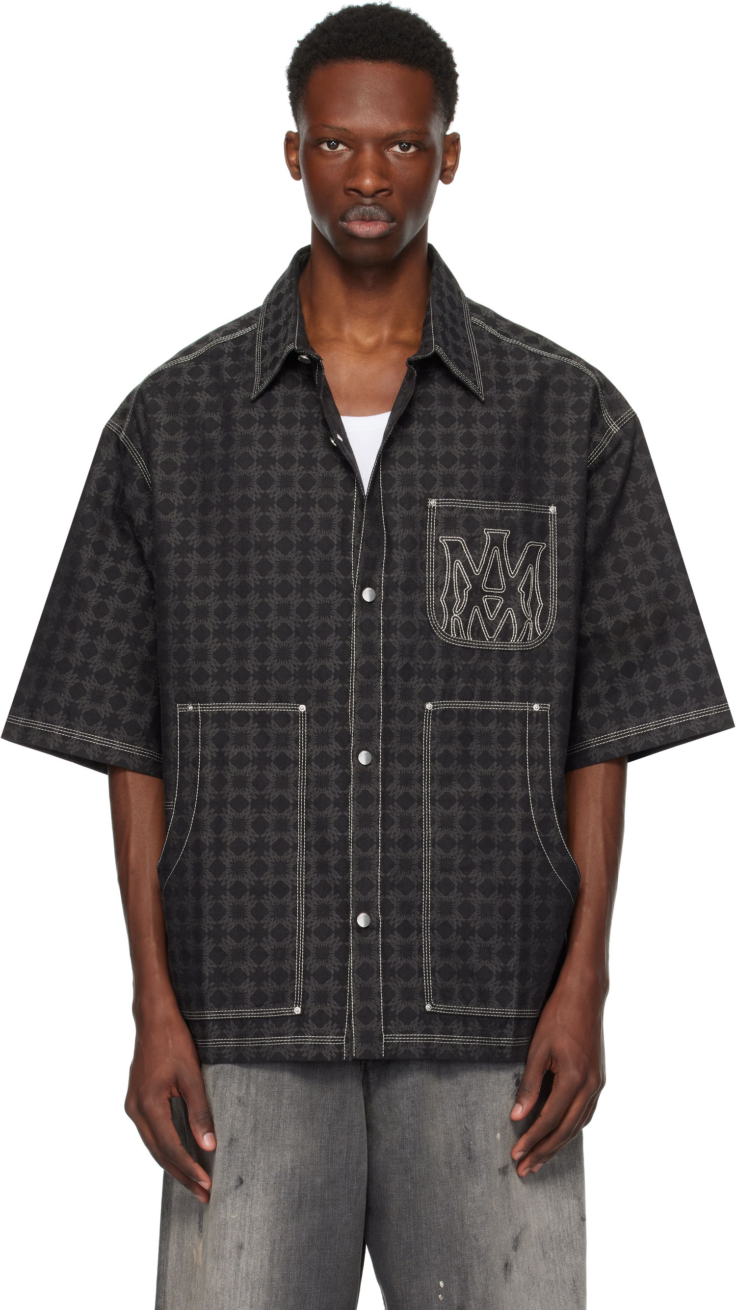 Skjorte AMIRI AMIRI 'MA' Quad Work Shirt Sort | AMSTCA1141, 0
