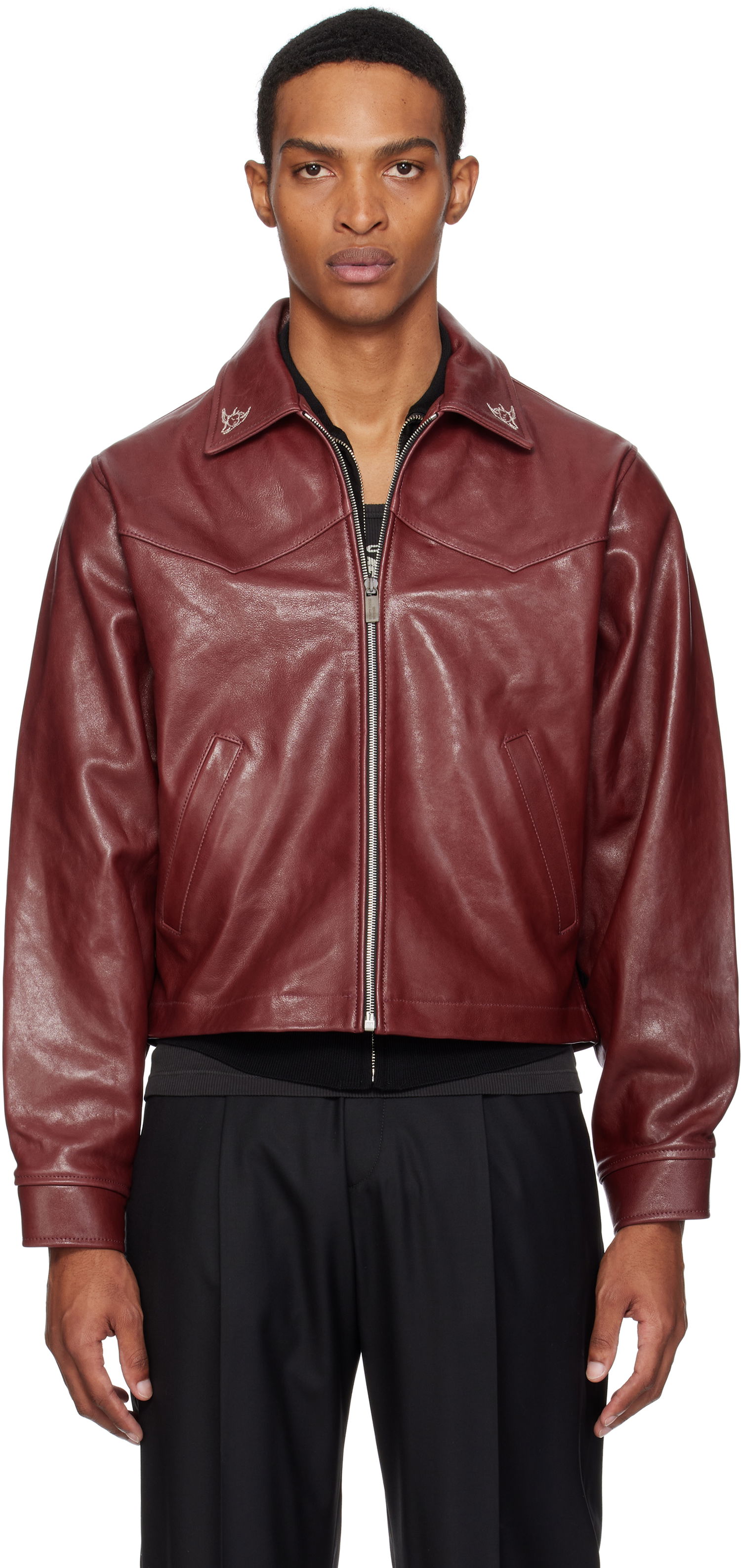 Jakke Enfants Riches Déprimés Enfants Riches Déprimés Principe de l'Amour Western Leather Jacket Bourgogne | 030-508, 0