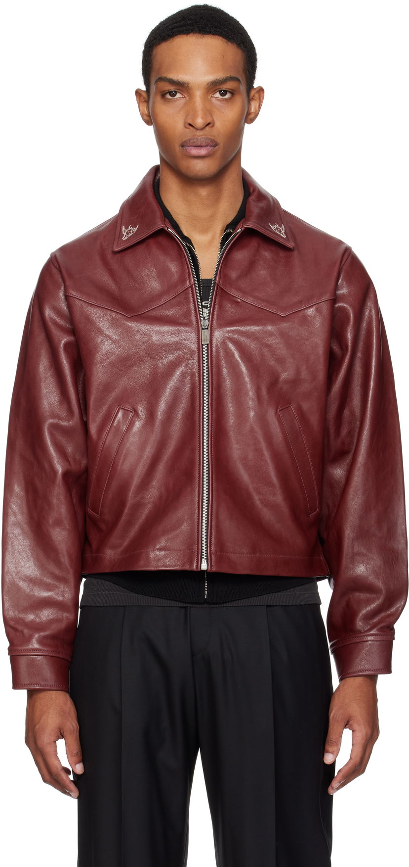 Jakke Enfants Riches Déprimés Enfants Riches Déprimés Principe de l'Amour Western Leather Jacket Bourgogne | 030-508