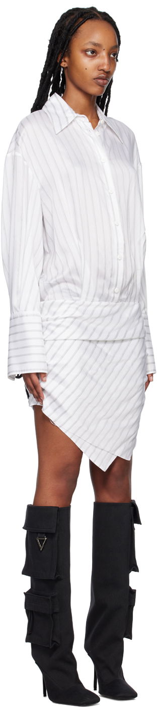 Kjole The Attico Attico Striped Draped Minidress Hvid | 231WCA158 V054, 1