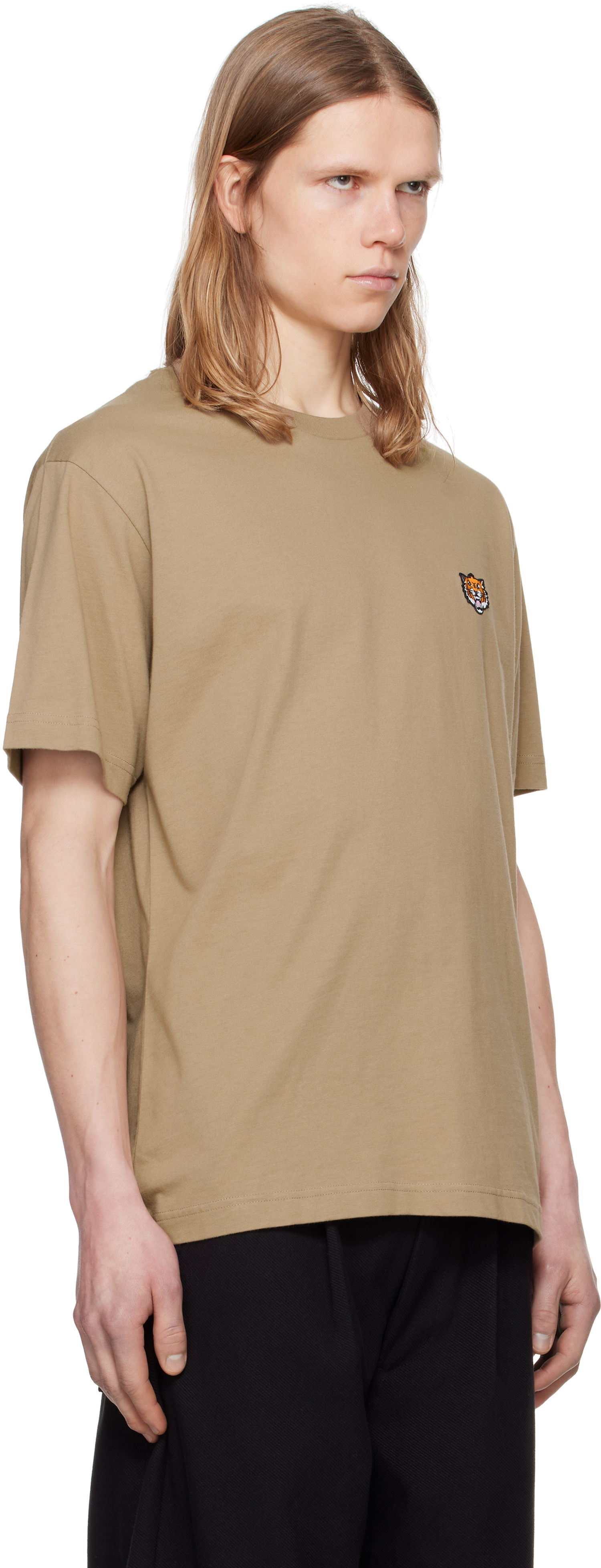 T-shirt KENZO Kenzo Paris 'Happy Tiger' Embroidered T-Shirt Beige | FF55TS5274SG, 1