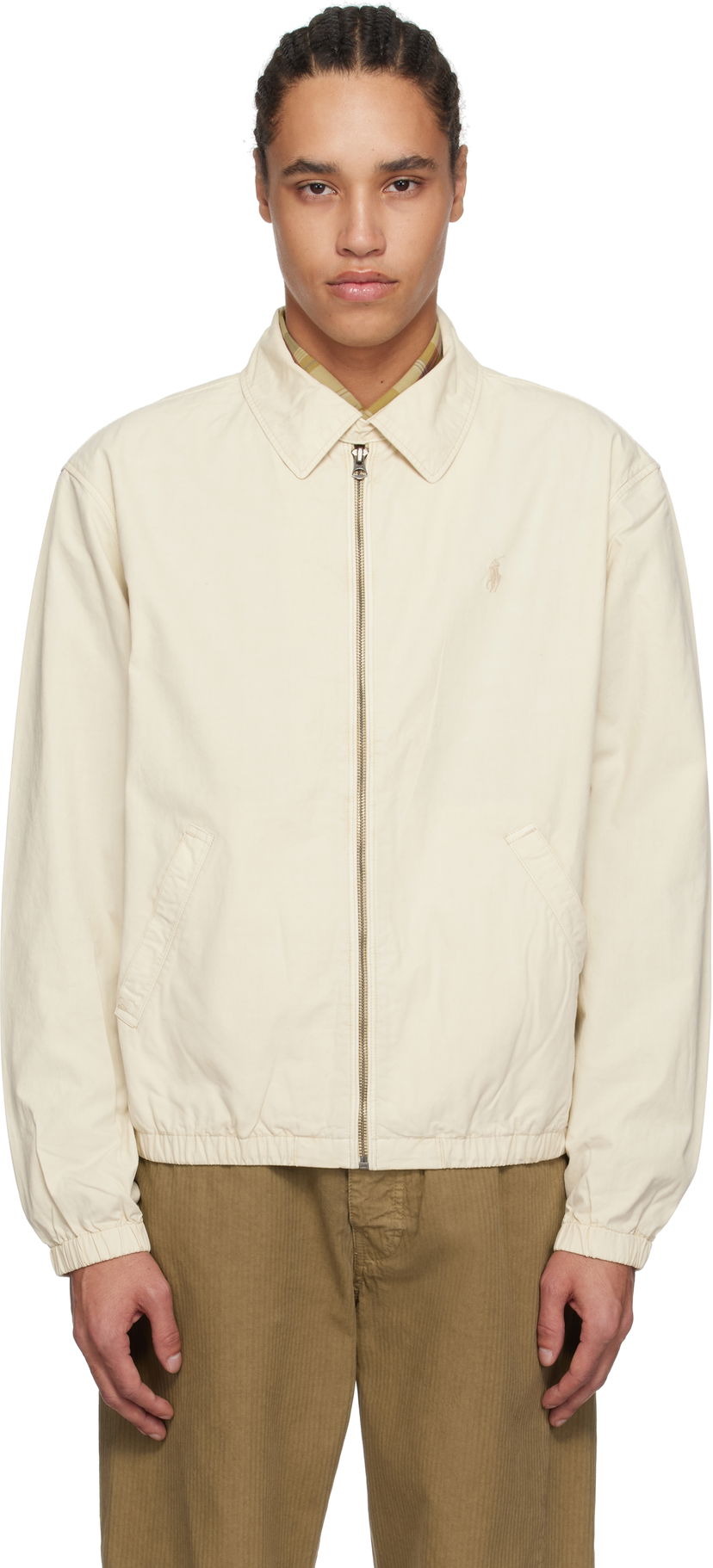 Vindjakke Polo by Ralph Lauren Ralph Lauren 'The Bayport' Mineral-Dyed Poplin Bomber Jacket Hvid | 710961831002