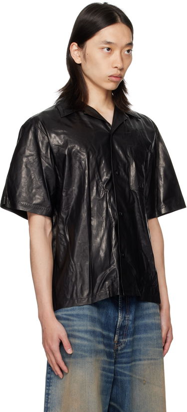 Skjorte AMIRI AMIRI Lightweight Camp Leather Shirt Sort | AMLTIR1017, 1