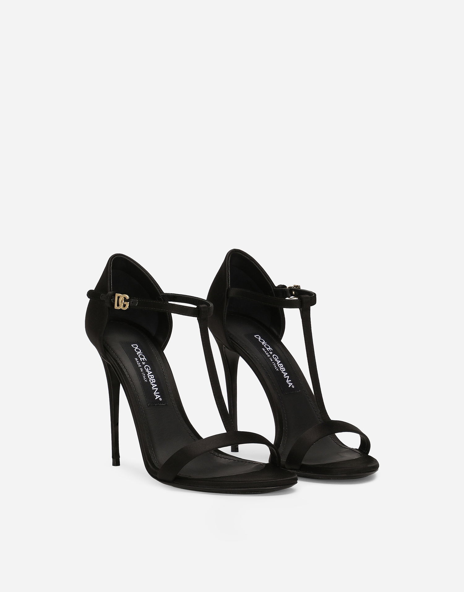 Sneakers og sko Dolce & Gabbana Satin T-bar Sandals Sort | CR1766A763080999, 1