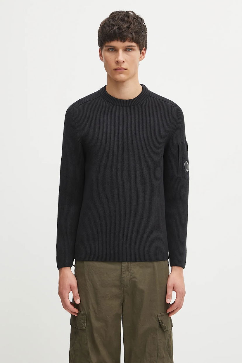 Sweater C.P. Company C.P. Company Ribbed Knit Sweater with Lens Detail Sort | 19CMKN015A006608A