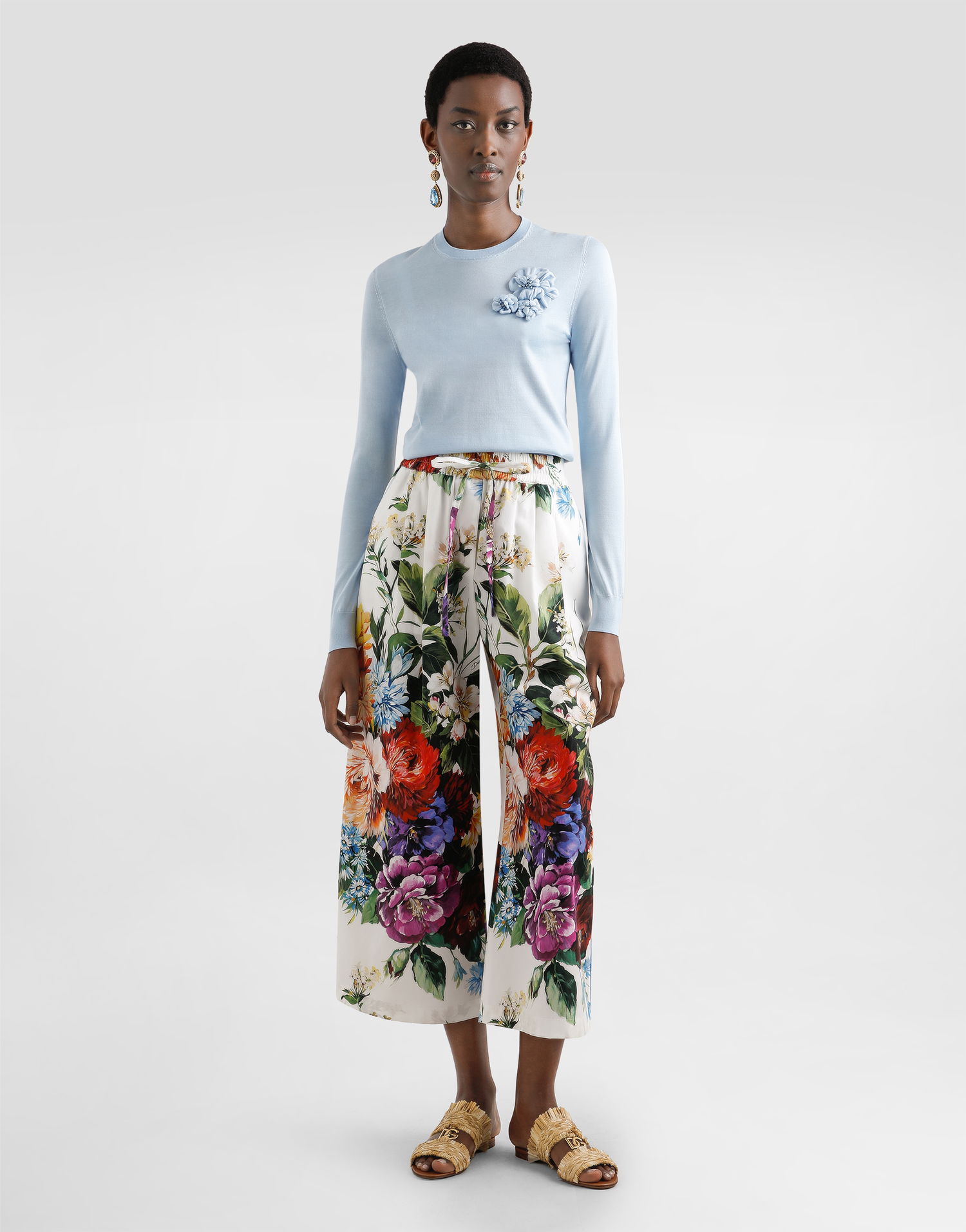 Sweater Dolce & Gabbana Dolce & Gabbana Silk Pullover with Flower Brooch Blå | FXX48ZJBSO1B1581, 1