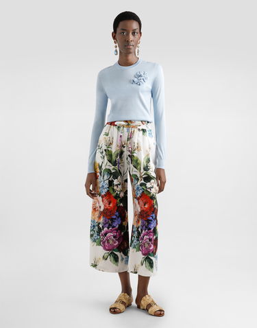 Sweater Dolce & Gabbana Dolce & Gabbana Silk Pullover with Flower Brooch Blå | FXX48ZJBSO1B1581, 1