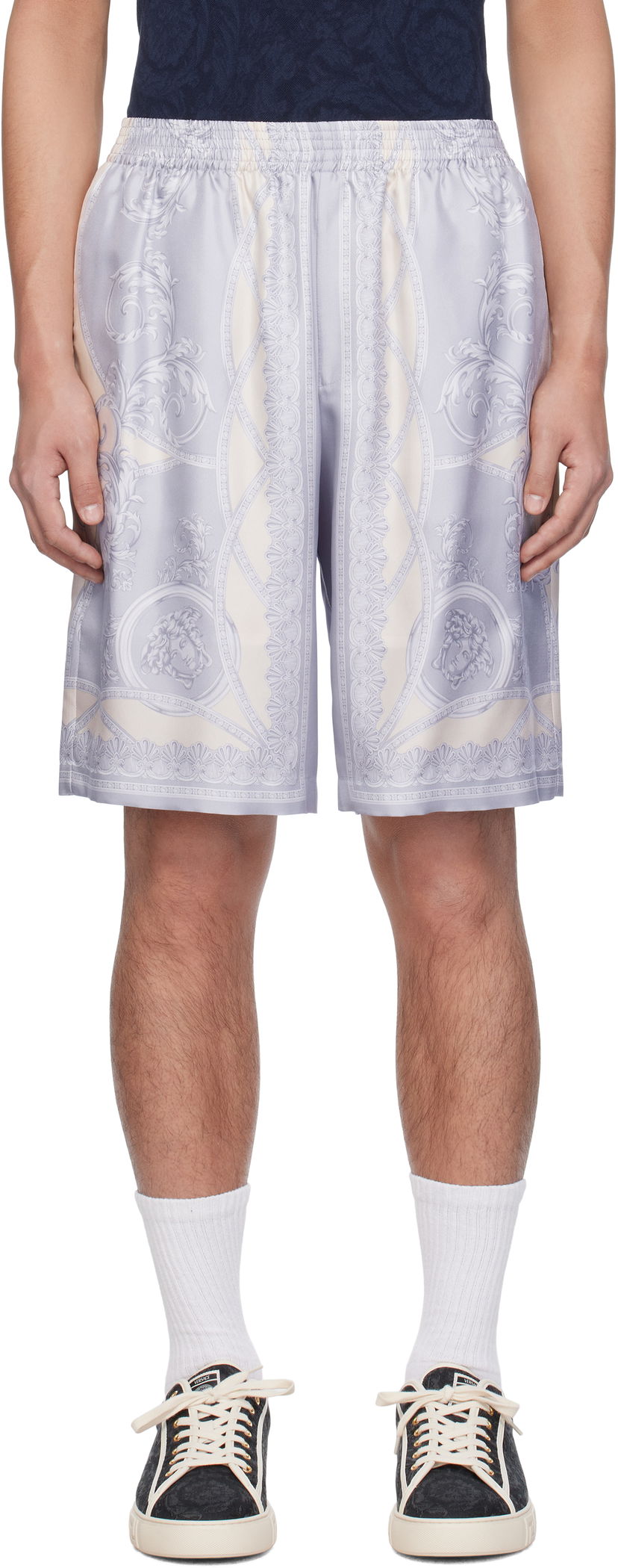 Shorts Versace Versace 'La Coupe des Dieux' Silk Shorts Lilla | 1002476_1A11391