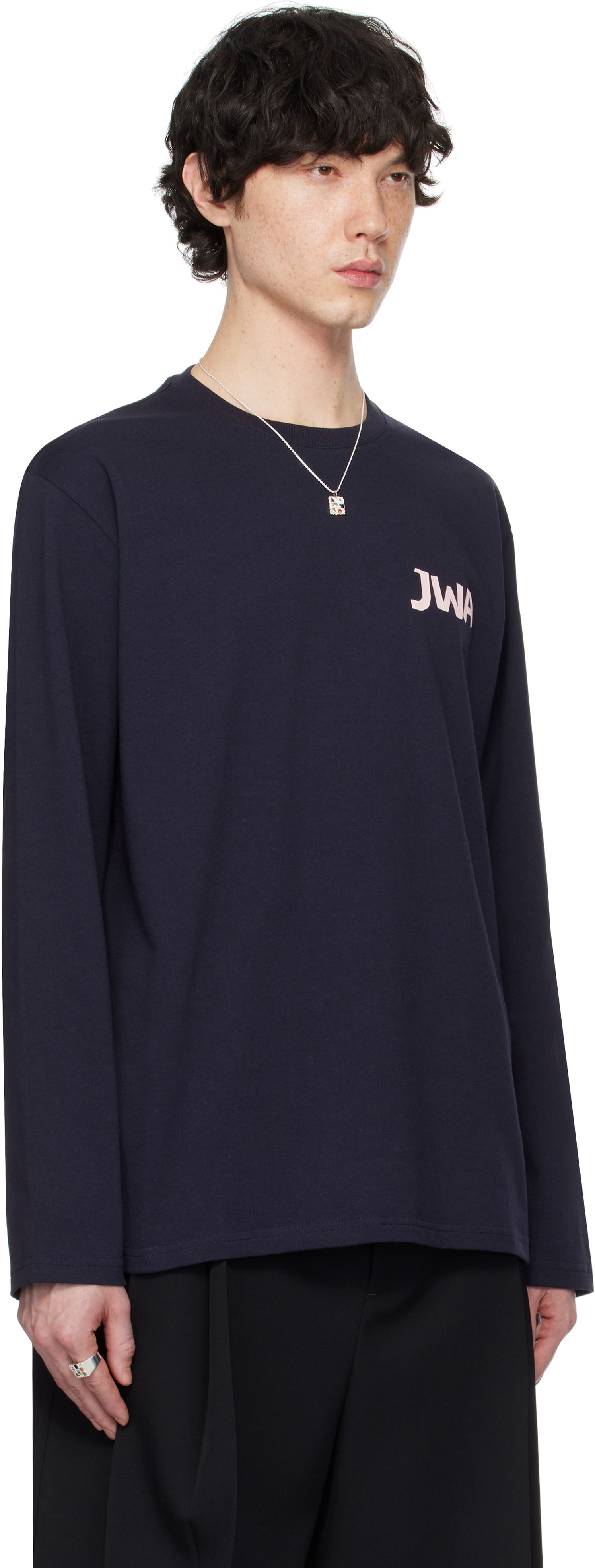 T-shirt JW Anderson JW Anderson 'JWA' Long Sleeve T-Shirt Mørkeblå | JT0281-PG1510, 1
