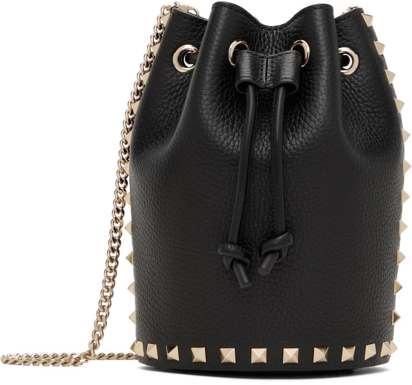 Håndtaske Valentino Valentino Garavani Mini Rockstud Drawstring Bag Sort | 6W2P0AI4VSH