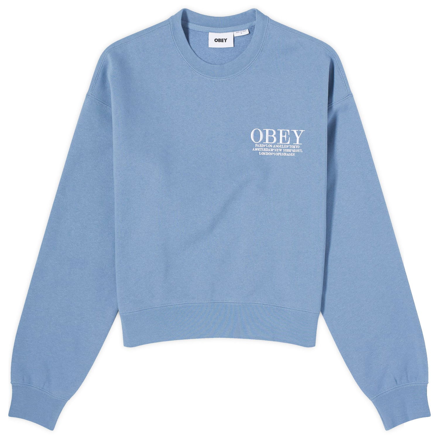 Sweatshirt OBEY Cities Crewneck Blå | 211600155-COE, 0