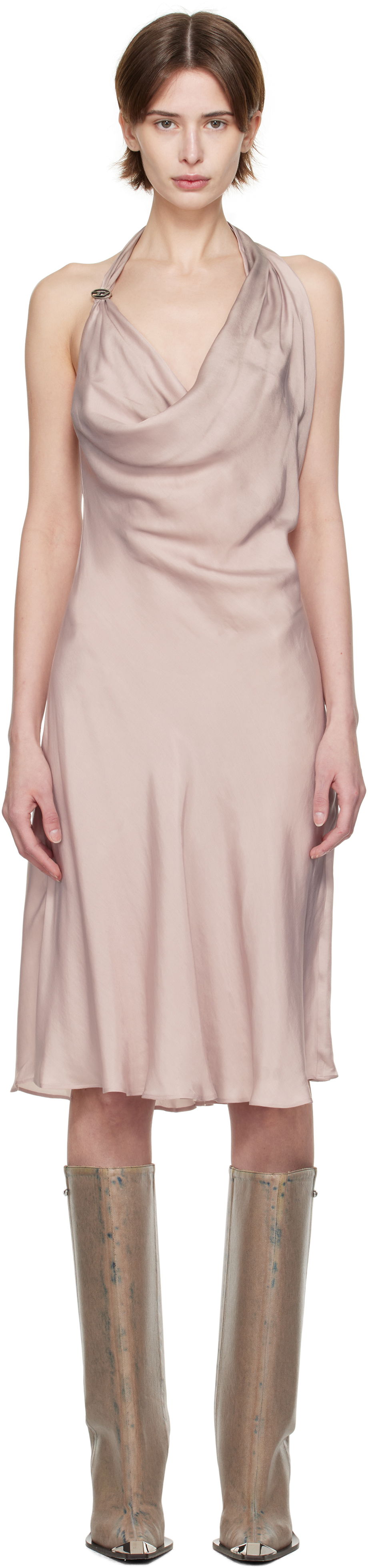 Kjole Diesel Diesel D-Estiny Halter Neck Midi Dress Lyserød | A16221 0JNAC, 0