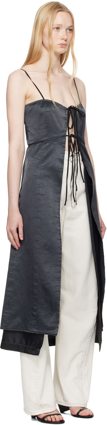 Kjole Maison Margiela MM6 Maison Margiela Washed Viscose Satin Tie-Front Dress Top Sort | S62DD0041 M35452, 1