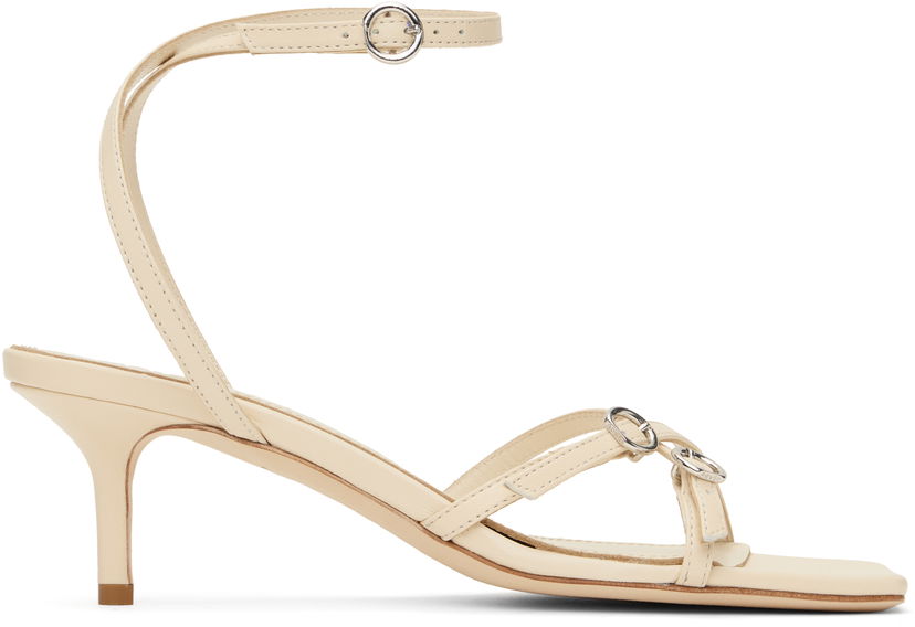 Tilbehør Aeyde Aeyde Libby Leather Kitten Heel Sandals Beige | A11-HS-GAIS55TB172-SS25-100-007