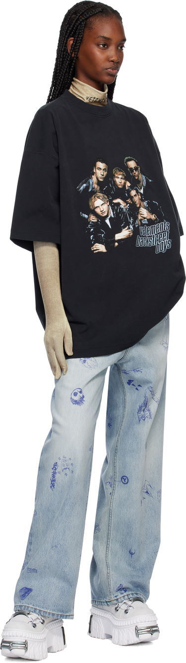 Jeans VETEMENTS Vetements Scribbled Baggy Jeans Blå | UA66PA550L, 3
