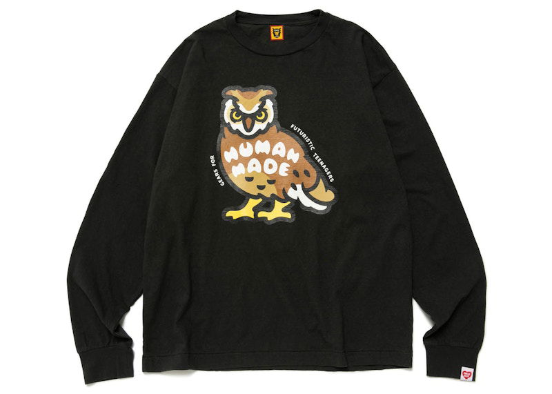T-shirt Human Made Owl Print Long Sleeve T-Shirt Sort | HM25CS028
