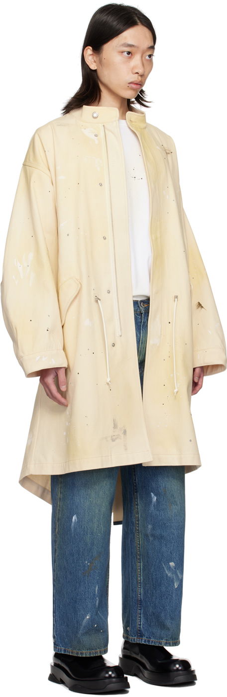 Regnfrakke Helmut Lang Painted Denim Long Coat Beige | O05DM499, 1