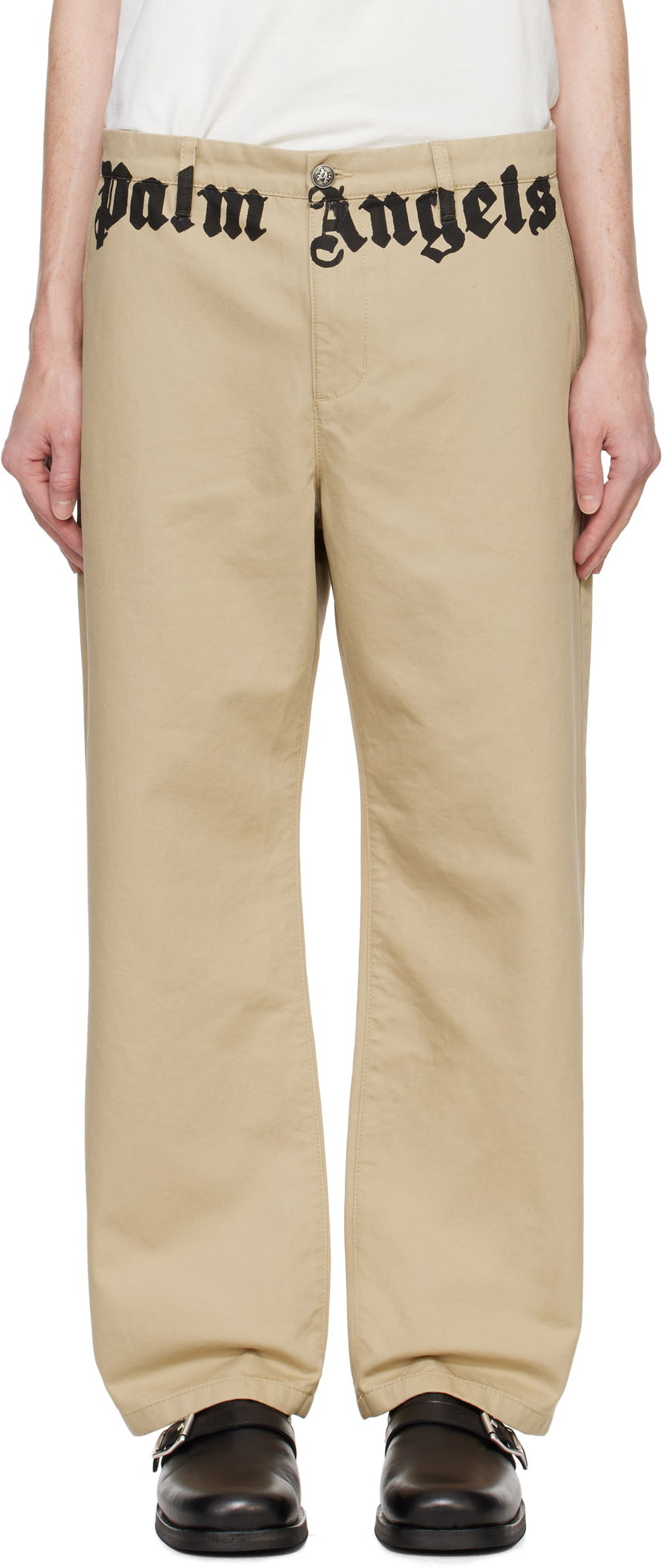 Bukser Palm Angels Classic Logo Chino Trousers Beige | PMCG005F24FAB0016203