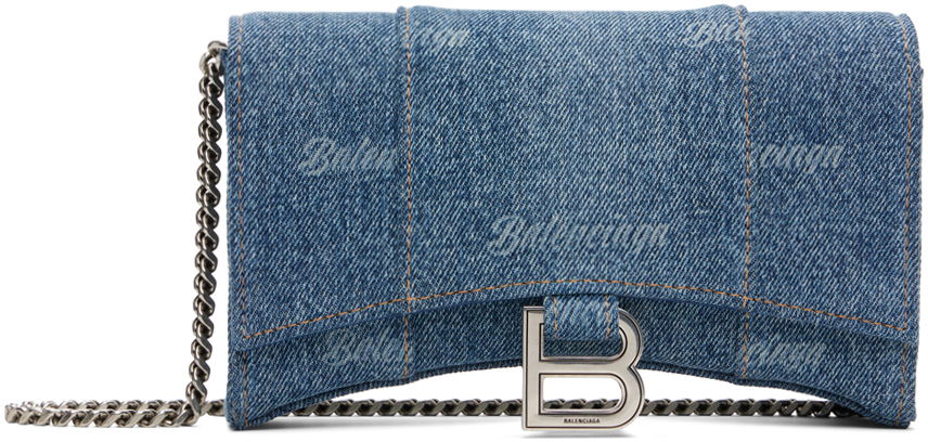Håndtaske Balenciaga Blue Hourglass Wallet On Chain Bag Blå | 656050 2AANZ, 0