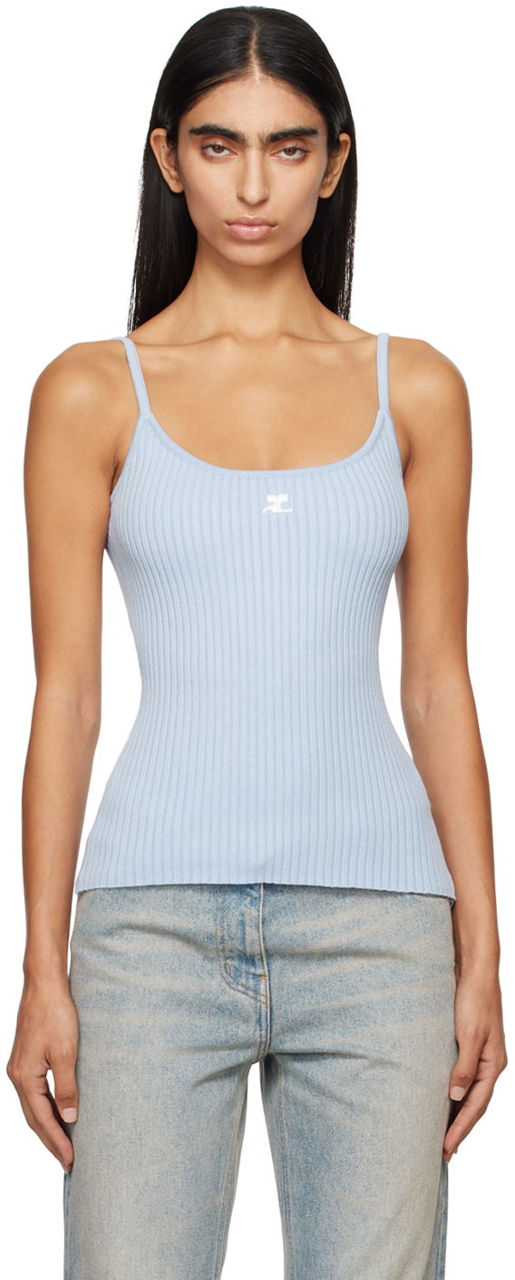 Tanktop Courrèges Rib Knit Camisole Blå | PERMDE012FI0001